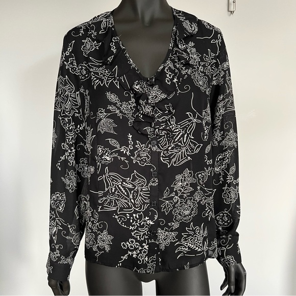 Vanity Fair VTG Elegant Black Sheer Blouse - Picture 1 of 8